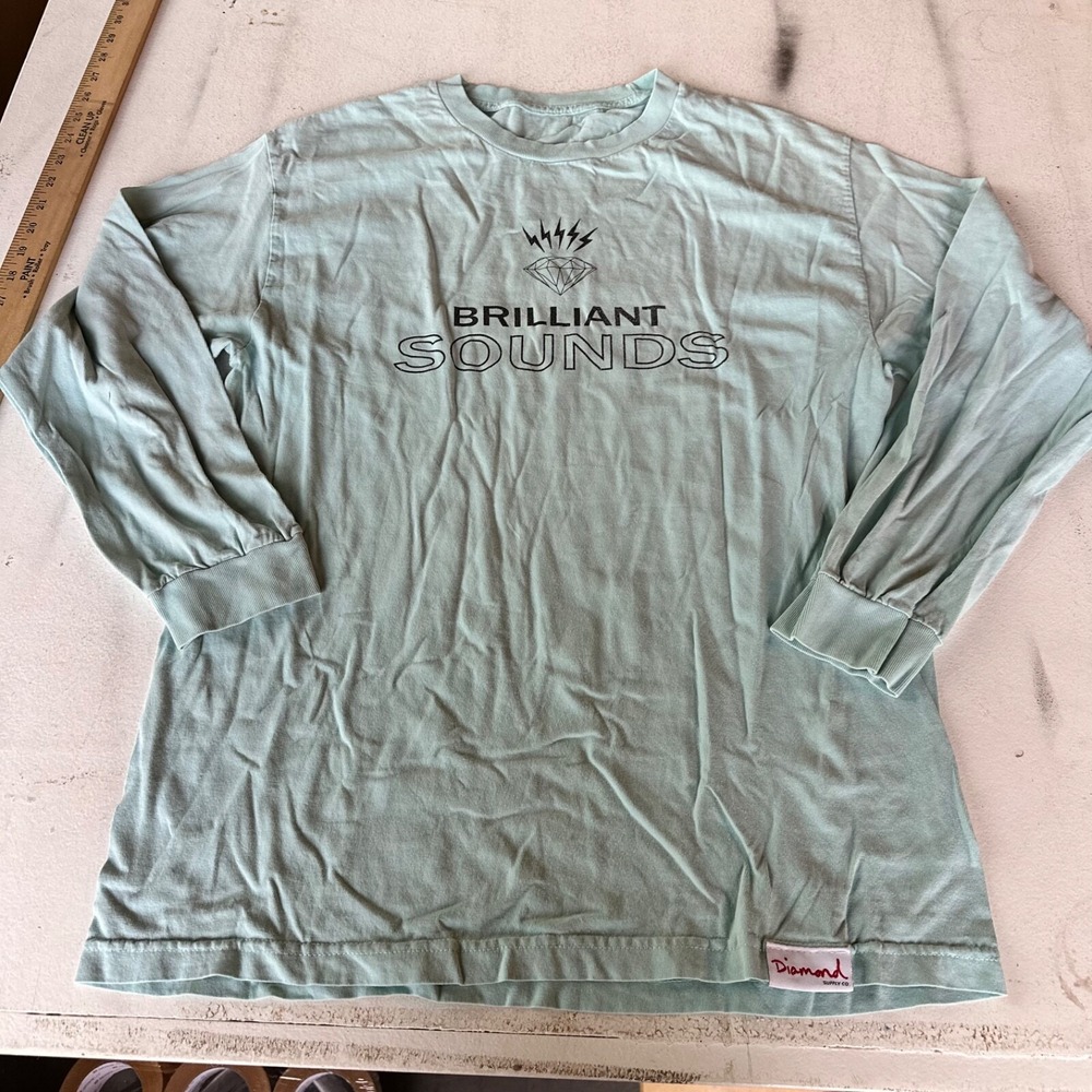 Mens Light Blue DIAMOND Long Sleeve Tee Size XL